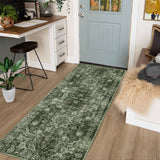 Garvee 2x6 Ultra-Thin Washable Runner Rug Non-Slip Non-Shedding Hallway Runner, Stain Resistant Kitchen Doorway Bedside Carpet for Mat Laundry Entryway, Brick Red - Green