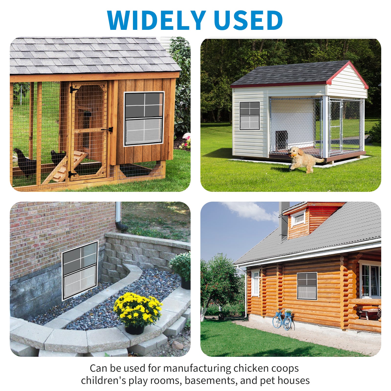 Kerty 2-Pack Shed Window Flush Mount – Tempered Glass, Aluminum Frame With Built-in Screen, Brown, 18 X 23" – For Sheds, Chicken Coops, Playhouses & Garages