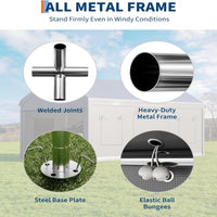 Garvee 10x20ft Portable Garage Carport Heavy Duty Steel Frame Removable Sidewalls Roll-Up Windows 180G PE Tarp Yellow Outdoor Shelter