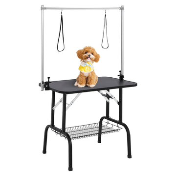 Garvee 36" Dog Grooming Table, Adjustable Height Pet Drying Desktop Foldable Pet Grooming Table Station with Arms, Noose, Mesh Tray 330LBS Capacity for Home and Pet Salon