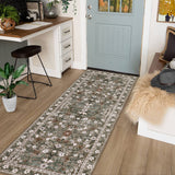 Garvee Floral Camel 2x6 Retro Mottled Flowers Runner Rug Boho Design Non-Shedding Easy Care Washable Low Pile Carpets for Bedroom Entryway Office Dining Table - Camel