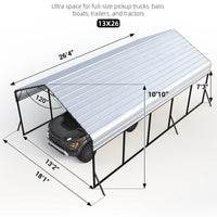 Garvee 13'x26'x11' Enclosed Oversized Metal Carport, Steel Heavy Duty Carport for All-Weather, Permanent Shelter for Full-Size Pickup Trucks, Boats, and Tractors, N.W. 1,000 Lbs