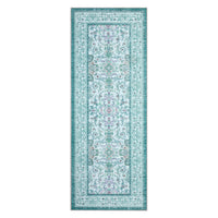 Garvee 2'x6' Runner Rug Boho Vintage Floral Rug Stain Resistant for Bedroom Dining Room Entryway Kitchen Playroom Low Pile Non Slip Soft Thin Carpet Brilliant Blue