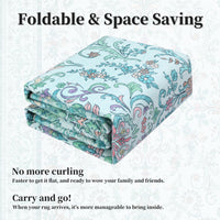 Garvee 2'x6' Runner Rug Boho Vintage Floral Rug Stain Resistant for Bedroom Dining Room Entryway Kitchen Playroom Low Pile Non Slip Soft Thin Carpet Brilliant Blue