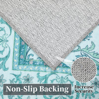 Garvee 2'x6' Runner Rug Boho Vintage Floral Rug Stain Resistant for Bedroom Dining Room Entryway Kitchen Playroom Low Pile Non Slip Soft Thin Carpet Brilliant Blue