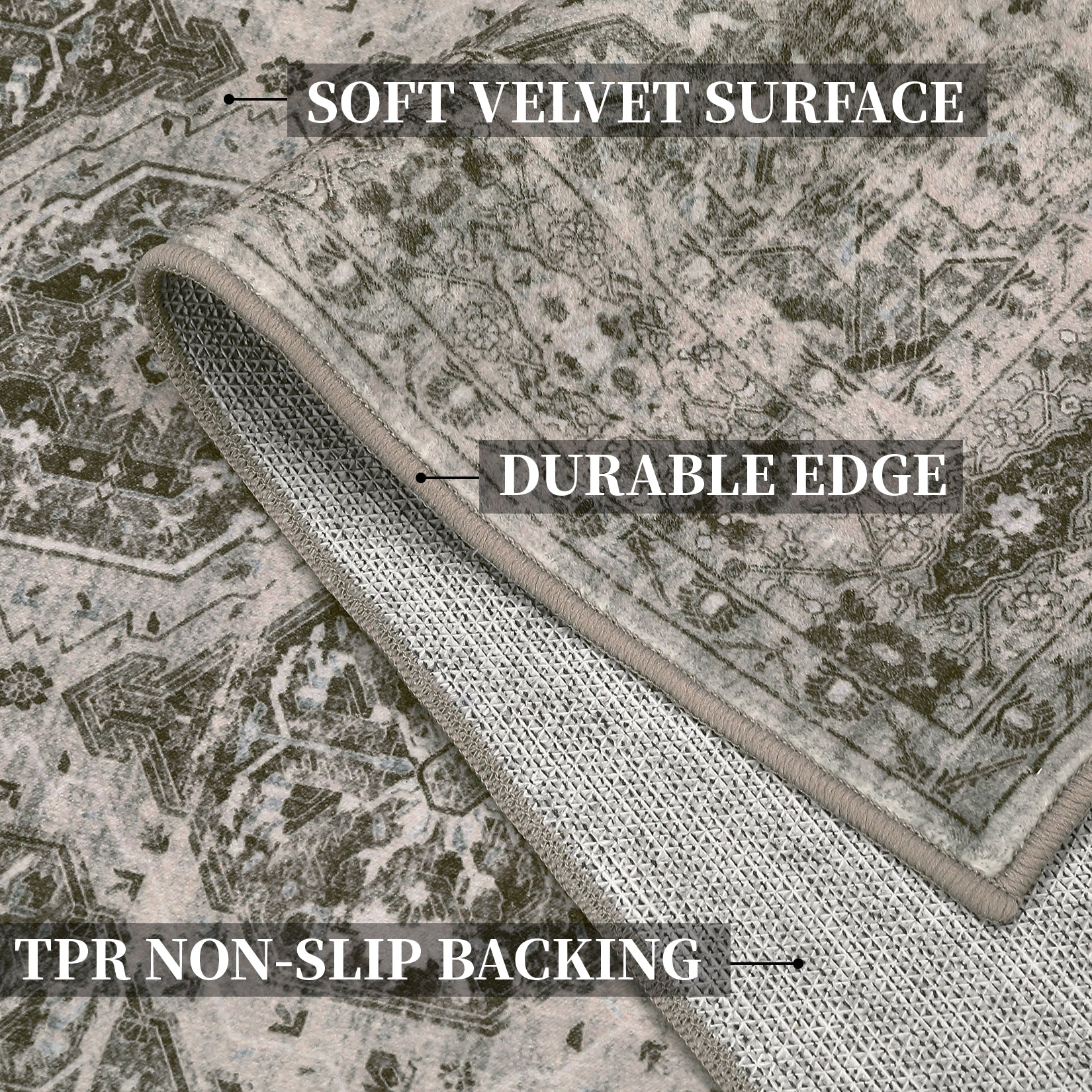 Garvee Persian Red-Brown 8x10 Vintage Area Rug Irregular Medallion Ultra-Thin Non Slip Floral Print Indoor Mat for Living Room Dining Room Bedroom Farmhouse