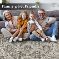 Garvee Persian Red-Brown 8x10 Vintage Area Rug Irregular Medallion Ultra-Thin Non Slip Floral Print Indoor Mat for Living Room Dining Room Bedroom Farmhouse