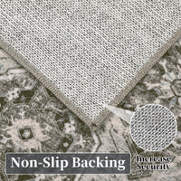 Garvee Persian Red-Brown 8x10 Vintage Area Rug Irregular Medallion Ultra-Thin Non Slip Floral Print Indoor Mat for Living Room Dining Room Bedroom Farmhouse