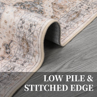 Garvee Persian Beige 9x12 Vintage Area Rug Irregular Medallion Ultra-Thin Non Slip Floral Print Indoor Mat for Living Room Dining Room Bedroom Farmhouse