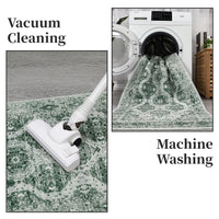 Garvee Persian Dark Green 2x6 Runner Rug Vintage Irregular Pattern Non Skid Washable Ultra-Thin Long Carpet for Indoor Bedroom Entryway Office Kitchen