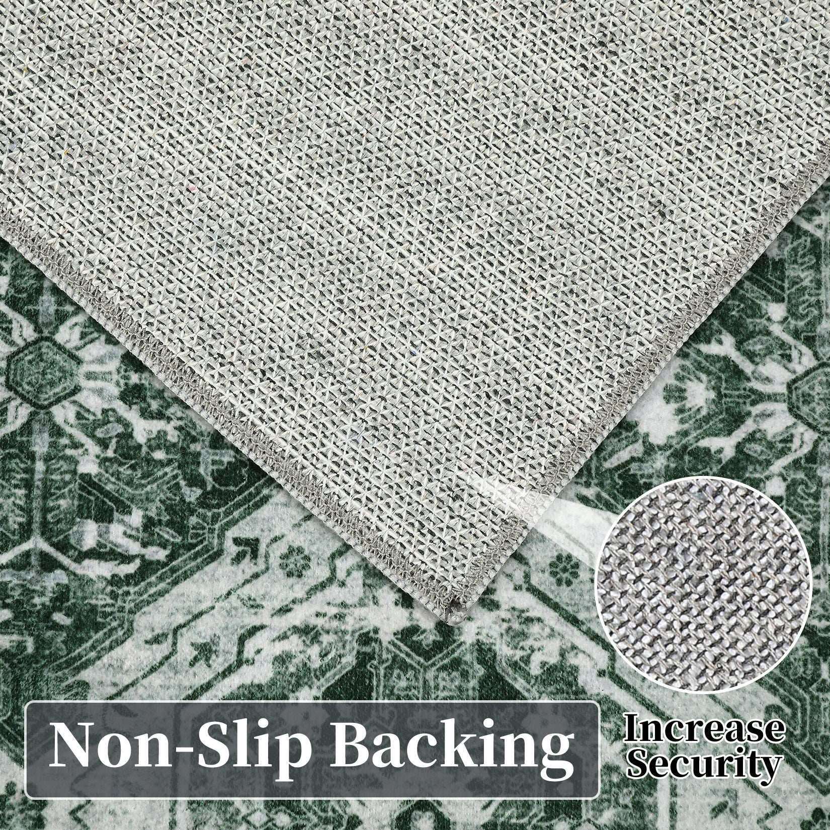 Garvee Persian Dark Green 2x6 Runner Rug Vintage Irregular Pattern Non Skid Washable Ultra-Thin Long Carpet for Indoor Bedroom Entryway Office Kitchen