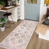 Garvee Persian Beige 2x6 Runner Rug Vintage Irregular Pattern Non Skid Washable Ultra-Thin Long Carpet for Indoor Bedroom Entryway Office Kitchen - Beige