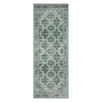 Garvee Persian Dark Green 2x6 Runner Rug Vintage Irregular Pattern Non Skid Washable Ultra-Thin Long Carpet for Indoor Bedroom Entryway Office Kitchen