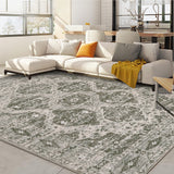 Garvee Persian Red-Brown 9x12 Vintage Area Rug Irregular Medallion Ultra-Thin Non Slip Floral Print Indoor Mat for Living Room Dining Room Bedroom Farmhouse - Red-Brown