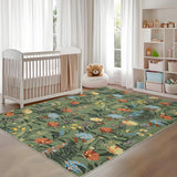 Garvee Floral 6x9 Green Printed Area Rugs Ultra-Soft Contemporary Accent Carpet, Non-Shedding Modern Throw Rugs, Non-Slip Thin Floor Carpet Mats for Bedroom, Living Room, Kitchen - Green