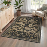 Garvee 3' × 5' Twilight Meadow Animal Print Area Rug, Machine Washable Non-Slip Low-Pile Stain-Resistant Soft Rug for Living Room & Bedroom, Gray - Gray