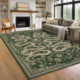 Garvee Snake 8x10 Area Rug Washable Non Slip Forest Design Green for Living Room Bedroom Dining Room Office - Green