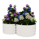 Garvee 2-Pack Galvanized Raised Garden Beds, 4' × 4' × 1' Metal Planter Boxes with Open Base, White - White