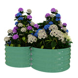 Garvee 2-Pack Galvanized Raised Garden Beds, 4' × 4' × 1' Metal Planter Boxes with Open Base, Green - Green