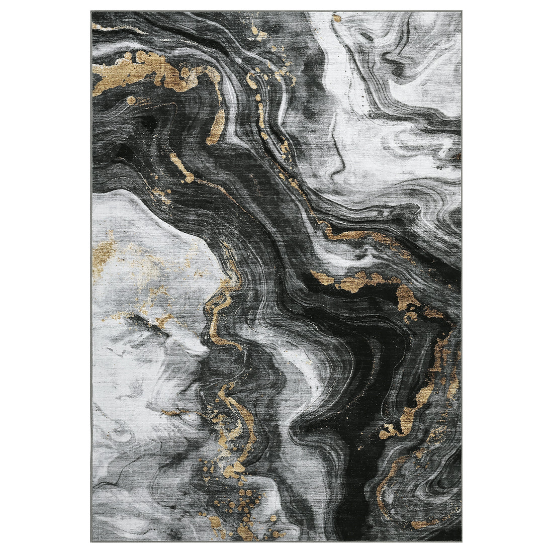 Garvee Large Area Rugs 9x12 Non-Slip Modern Abstract Indoor Carpet Mat, Non-Shedding Neutral Living Room Rugs, Stain-Resistant Low Pile Floor Cover for Bedroom, Kitchen, Black