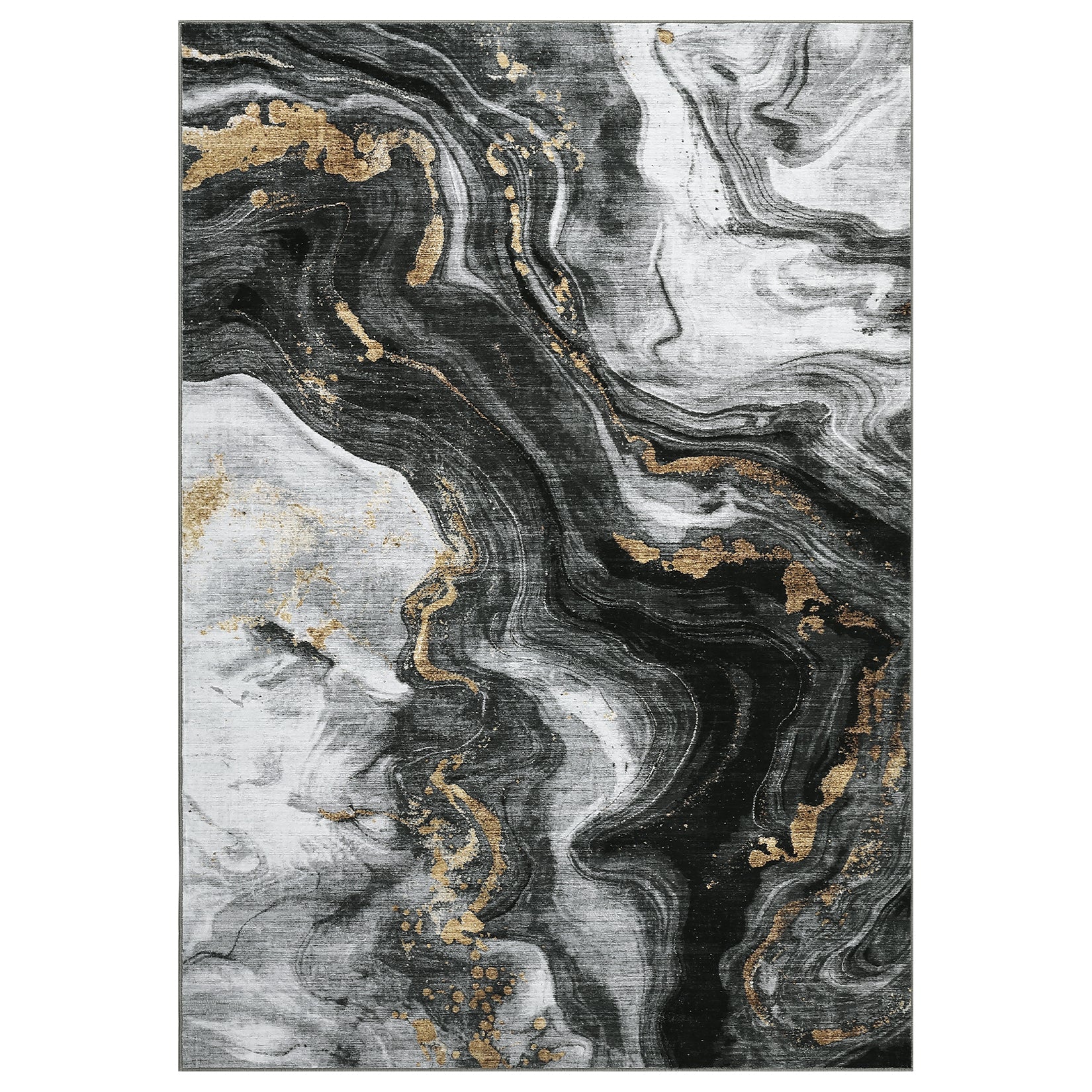 Garvee Large Dining Room Rugs 10x13 Abstract Printed Accent Rugs, Ultra-Soft Contemporary Floor Carpet, Foldable Thin Indoor Mat for Living Room, Bedroom, Office, Black