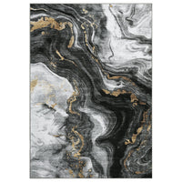 Garvee Large Dining Room Rugs 10x13 Abstract Printed Accent Rugs, Ultra-Soft Contemporary Floor Carpet, Foldable Thin Indoor Mat for Living Room, Bedroom, Office, Black