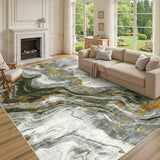Garvee Abstract Living Room Rugs 8x10 Large Contemporary Accent Carpet with Non-Slip Backing, Easy Cleaning Indoor Mat, Ultra-Soft Neutral Floor Carpet for Dining Room, Office, Green - Green