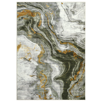 Garvee Large Dining Room Rugs 10x13 Abstract Printed Accent Rugs, Ultra-Soft Contemporary Floor Carpet, Foldable Thin Indoor Mat for Living Room, Bedroom, Office, Green