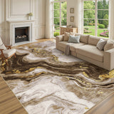 Garvee Abstract Living Room Rugs 8x10 Large Contemporary Accent Carpet with Non-Slip Backing, Easy Cleaning Indoor Mat, Ultra-Soft Neutral Floor Carpet for Dining Room, Office, Camel - Camel