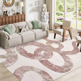 Garvee Washable 8x10 Pink Rugs, Modern Abstract 8x10 Area Rug for Living Room Bedroom, Soft Non Slip Untra Thin Carpet for Dining Room, Indoor Contemporary Floor Cover for Office Home, Snake Print - Pink