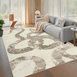 Garvee 5x7 Living Room Area Rugs, Soft Abstract Brown Snake Print Bedroom Rugs, Low Pile Non Slip Modern Dining Room Carpet, Ultra Thin Contemporary Foldable Mat for Home Office, 5'x7' - Brown