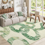 Garvee Abstract 8x10 Green Rugs for Living Room, Washable Modern Green Area Rug for Bedroom Non Slip with Snake Design,Ultra Thin Low Pile Large Carpet for Dining Room Home Office, 8'x10' - Green