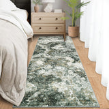 Garvee Washable Green Runner Rug 2x6, Abstract Non Slip Kitchen Runner, Soft Modern Low Pile Green Area Rugs for Hallway, Indoor Contemporary Accent Carpet for Bathroom Laundry - Green
