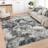 Garvee Abstract Washable Area Rug, 5x7 Non Slip Modern Rugs for Living Room Bedroom, Soft Ultra Thin Grey Rugs, Low Pile Large Throw Carpet for Dining Room Home Office, 5'x7',Gray - Gray