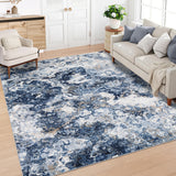 Garvee Washable 9x12 Blue Rugs for Living Room, Soft Abstract Modern Blue Area Rugs for Bedroom, Large Non Slip Accent Carpet for Dining Room, Non Shedding Floor Cover for Office Home, 9'x12' - Blue