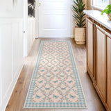 Garvee Washable Runner Rug 2x6 for Hallway Kitchen, Soft Farmouse Accent Non Slip Runner with Butterflies Print, Low Pile Botanical Floral Carpet for Laundry Bathroom, Blue Pink - Blue Pink