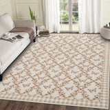 Garvee Washable 5x7 Area Rugs for Living Room, Soft Non Slip Farmhouse Bedroom Rugs, Botanical Floral Butterflies Print Rugs, Large Modern Accent Carpet for Dining Room Home Office, Taupe - Camel