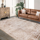 Garvee Washable Area Rugs Stain Resistant Carpet With Non Slip Backing For Living Room Bedroom Kitchen Bathroom, 8'x10', Beige - Beige