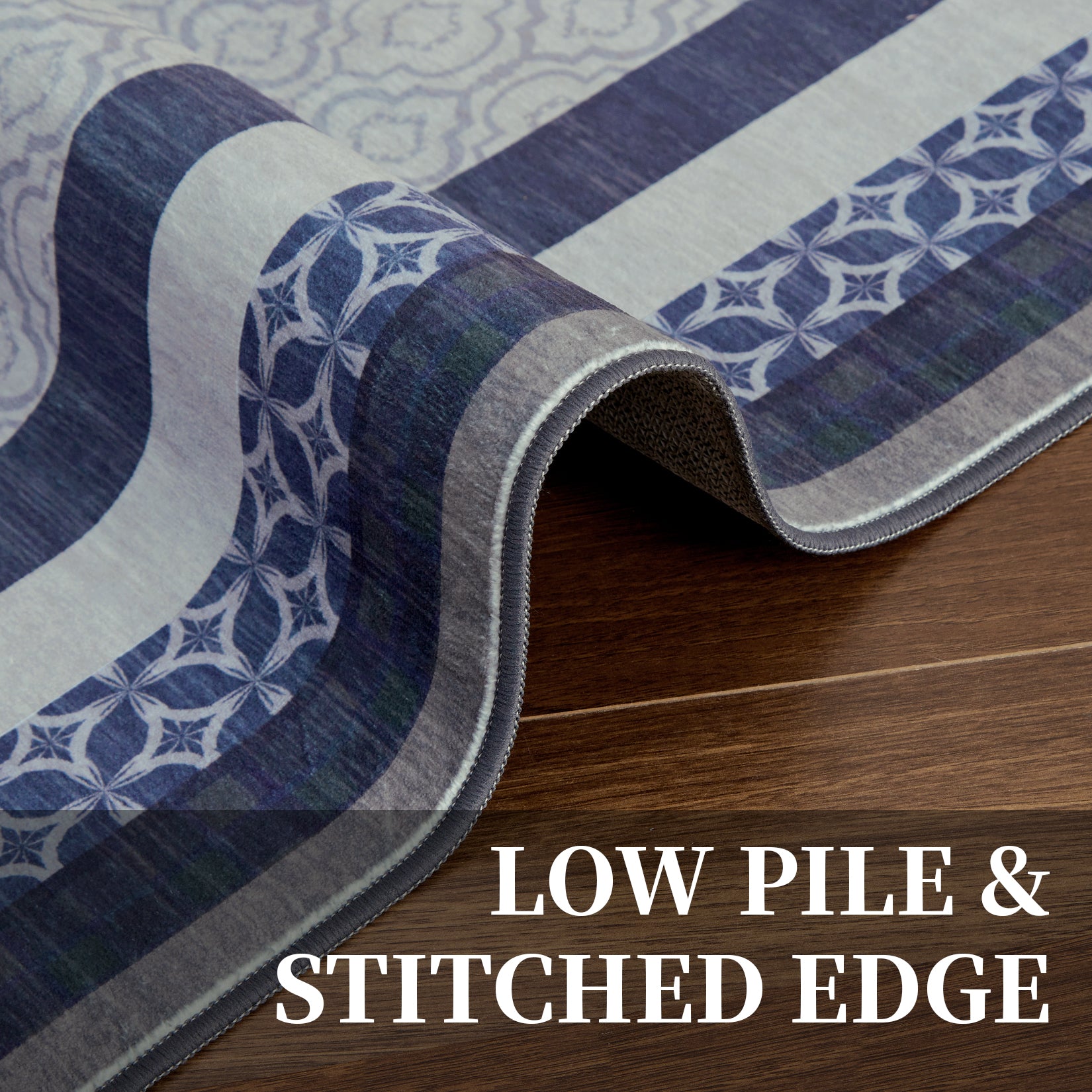 Garvee 5x7 Washable Modern Area Rugs for Living Room, Bedroom, Dining Room, Navy Blue, Non-Slip Low-Pile Carpet