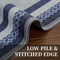 Garvee 5x7 Washable Modern Area Rugs for Living Room, Bedroom, Dining Room, Navy Blue, Non-Slip Low-Pile Carpet