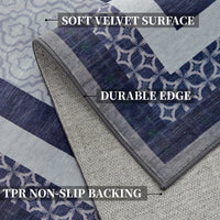 Garvee 5x7 Washable Modern Area Rugs for Living Room, Bedroom, Dining Room, Navy Blue, Non-Slip Low-Pile Carpet