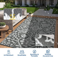 Garvee Outdoor Rug 9x12 Waterproof Reversible Plastic Straw Durable UV-Resistant Foldable with Carry Bag for Patio Camping Deck