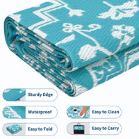 Garvee Waterproof Outdoor Rug 9x18 Reversible Plastic Straw UV-Resistant Heat-Sealed Edges Durable Patio Mat with Carrying Bag for Camping Picnic