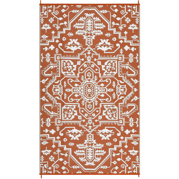 Garvee Large Outdoor Rug 10x20 Waterproof Reversible Plastic Straw Rug for Patio, RV, Picnic, Backyard, Brick Red & White