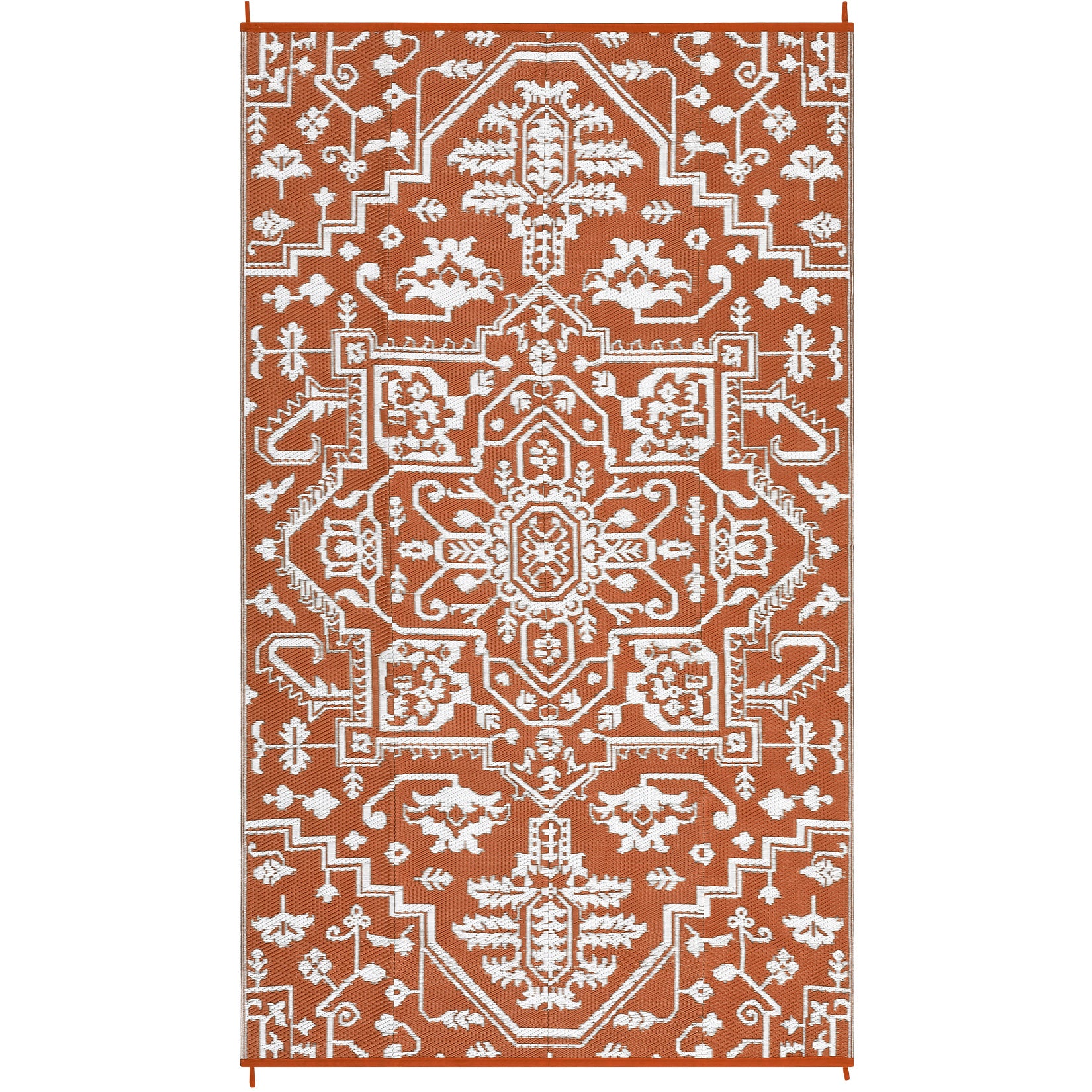 Garvee Outdoor Rug 10x14 Waterproof Reversible Plastic Straw Rug for Patio, RV, Picnic, Backyard, Brick Red & White