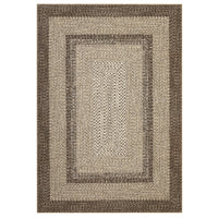 Garvee Bordered Natural 5x7 Area Rugs Braided Printed Throw Rug with Non-Slip Backing, Modern Bordered Accent Carpet, Foldable Low Pile Floor Cover for Bedroom, Living Room