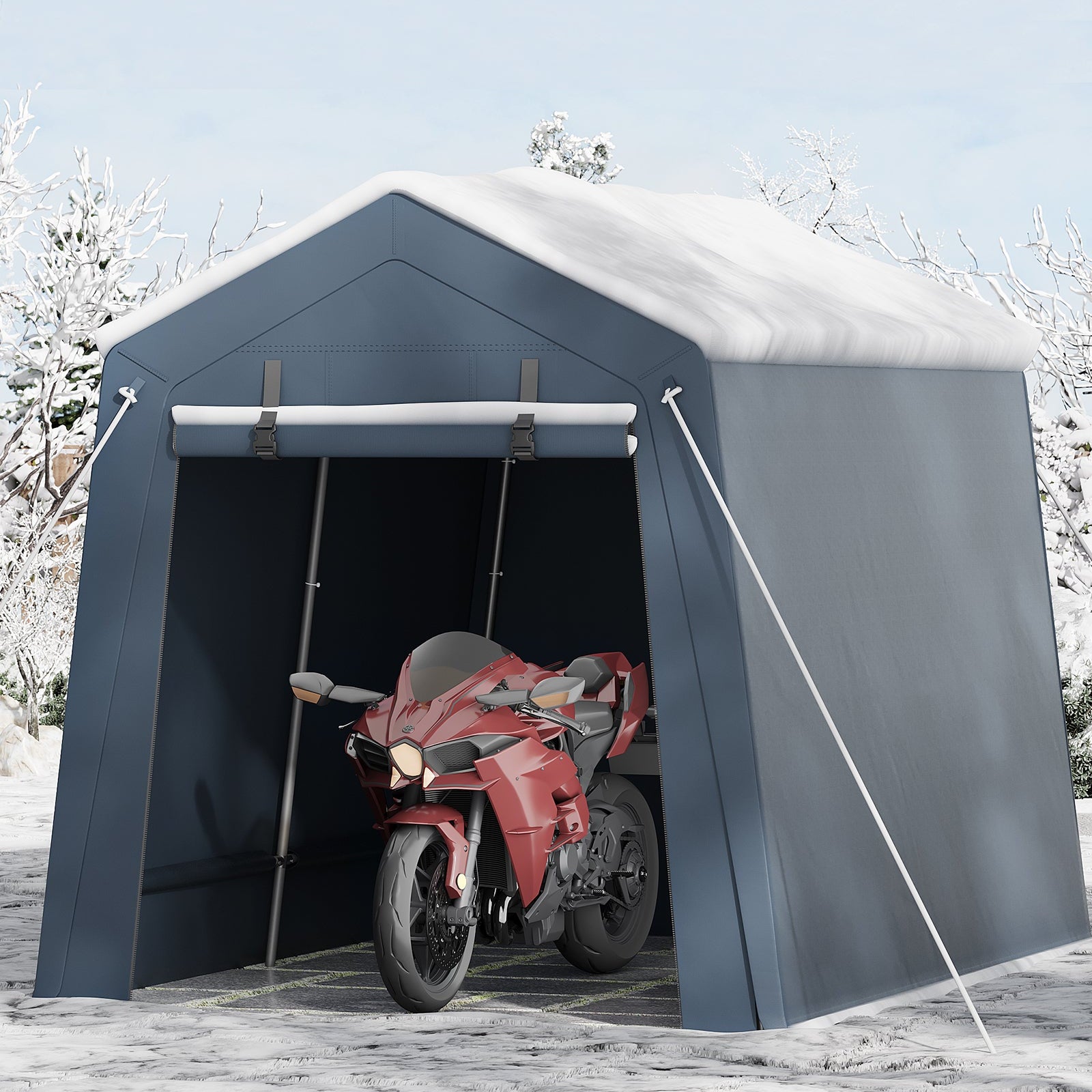 tent storage shed Garvee Outdoor Storage Shed 7x10FT 1.5in Steel 240g PE Backyard Garden  Shelter