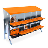 Garvee Chicken Nesting Box 10-Hole Roll Away Egg Laying Box with Lid, Heavy-Duty Galvanized Steel, Rustproof, Orange, with Bracket Legs - Orange