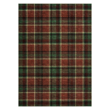 Garvee 5' x 7' Classic Tartan Plaid Area Rug, Washable Non-Slip Low-Pile Farmhouse Rug for Living Room, Bedroom, Nursery & Office, Red/Green