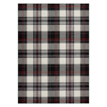 Garvee 5' x 7' Classic Tartan Plaid Area Rug, Washable Non-Slip Low-Pile Farmhouse Rug for Living Room, Bedroom, Office & Nursery, Black/Ivory/Burgundy